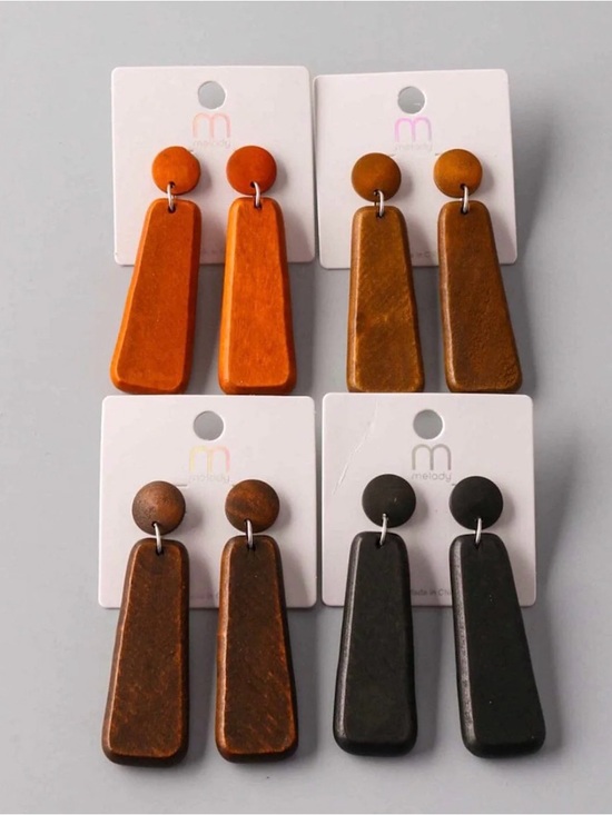 Jewelry - Wooden Drop Earrings - Assorted Earth Tones-All on 1 listing